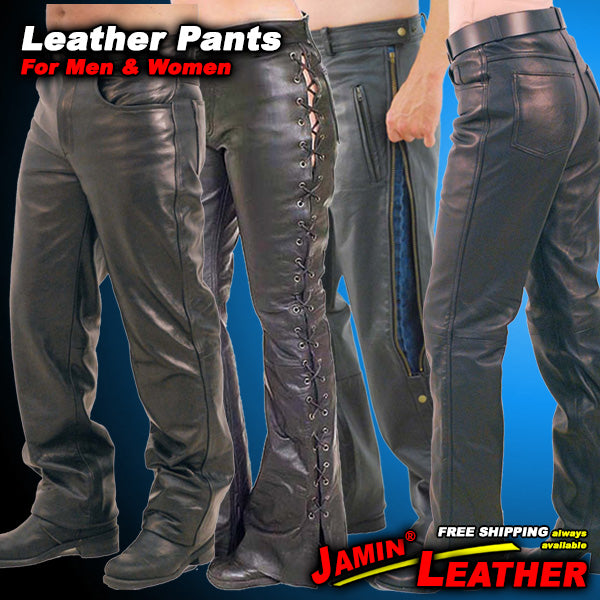 Men's Real Black Side Laced Bikers Jeans Style Pants 2024 100% Original Lambskin Leather