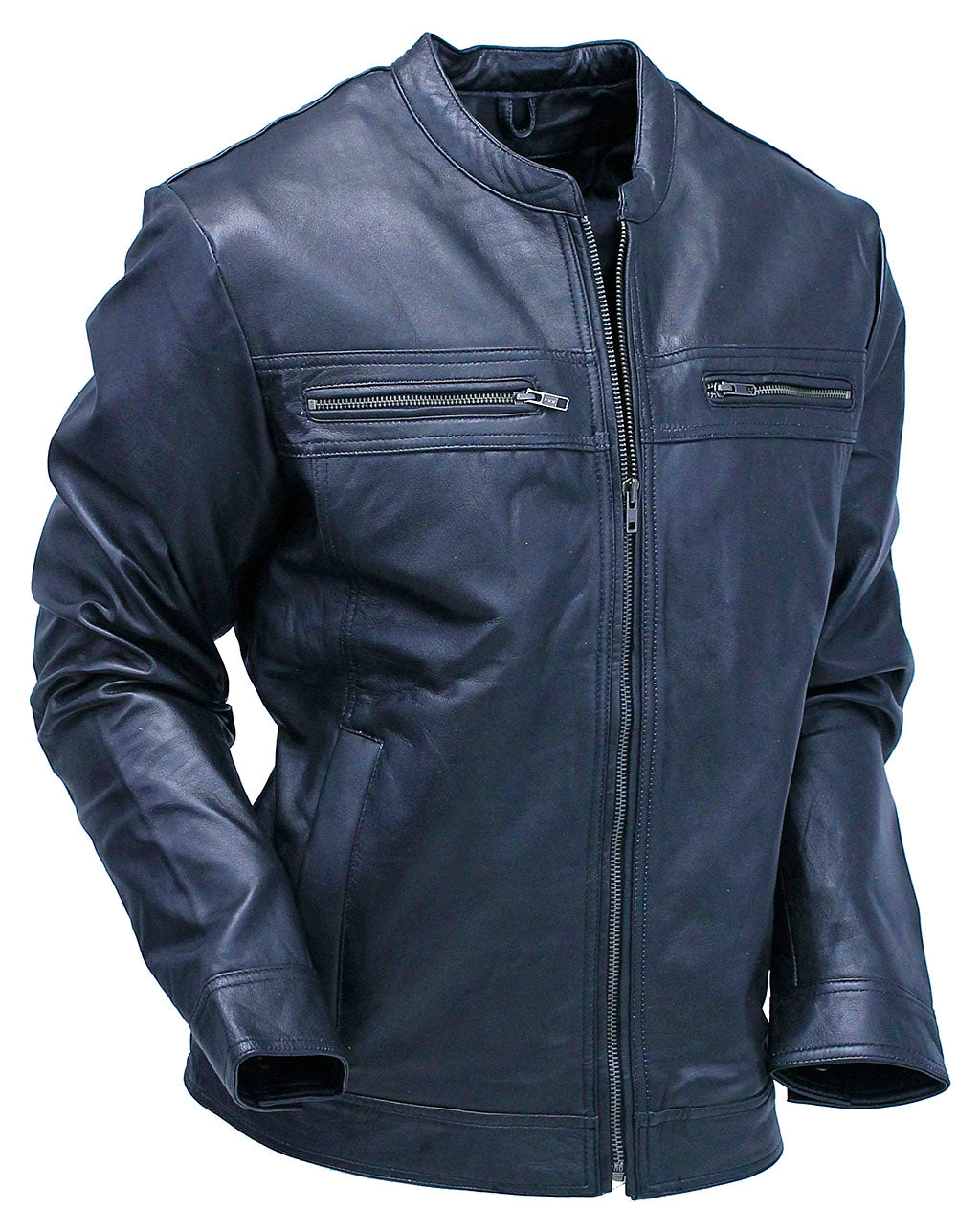 leather motorcycle gear Men's Black Lightweight Leather Motorcycle Jacket #M69240K L