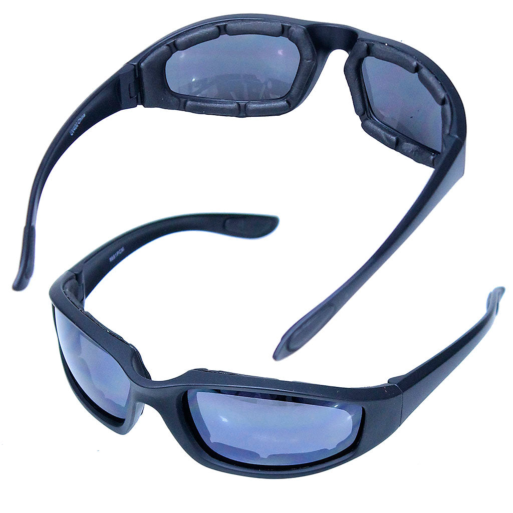 biker goggles sunglasses Foam Filled Classic Biker Glasses w/Thick Black Frame #SG2182FF