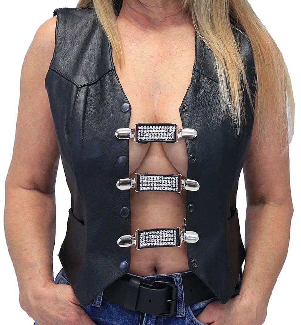 Crystal and Leather Vest Extender with Clips Set of #VC2011CCRY