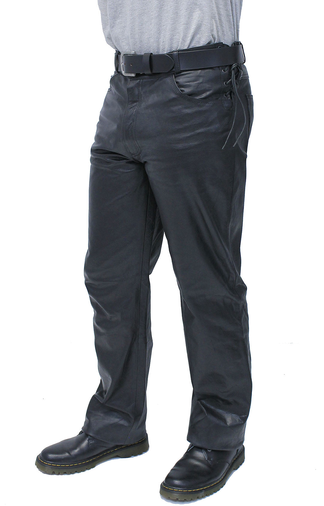 leather dress pants for men Lynch Straight Fit Leather Pants Black