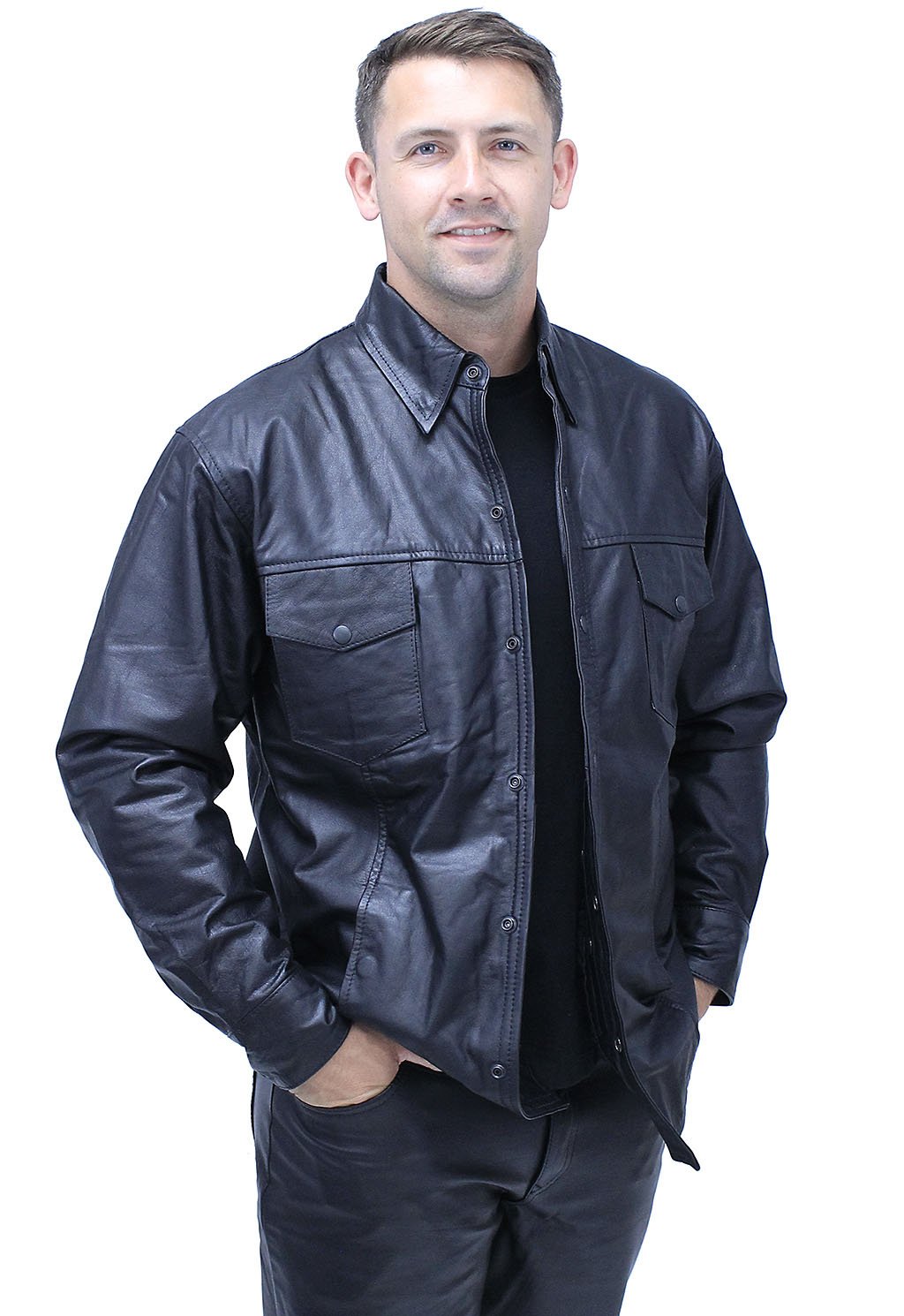 Snap Front Leather hotsell Shirt