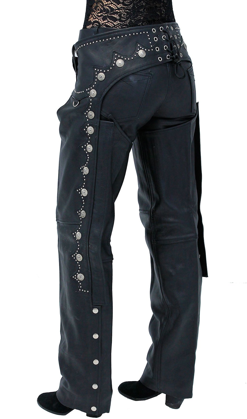 Ultra Premium Leather Western Chaps w/Scallop Trim #C5076SK