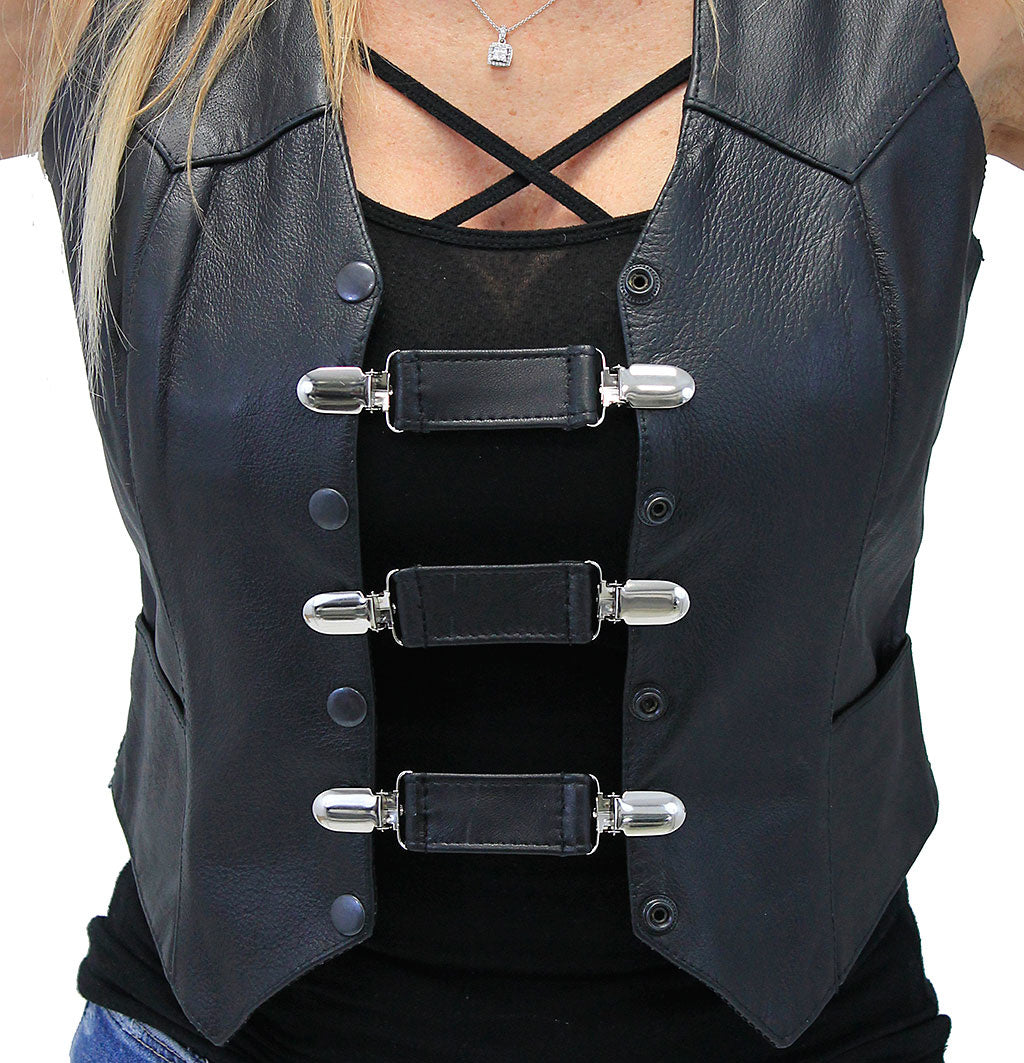 Black Leather Vest Extender with Clips Set of #VC2010CK – Jamin