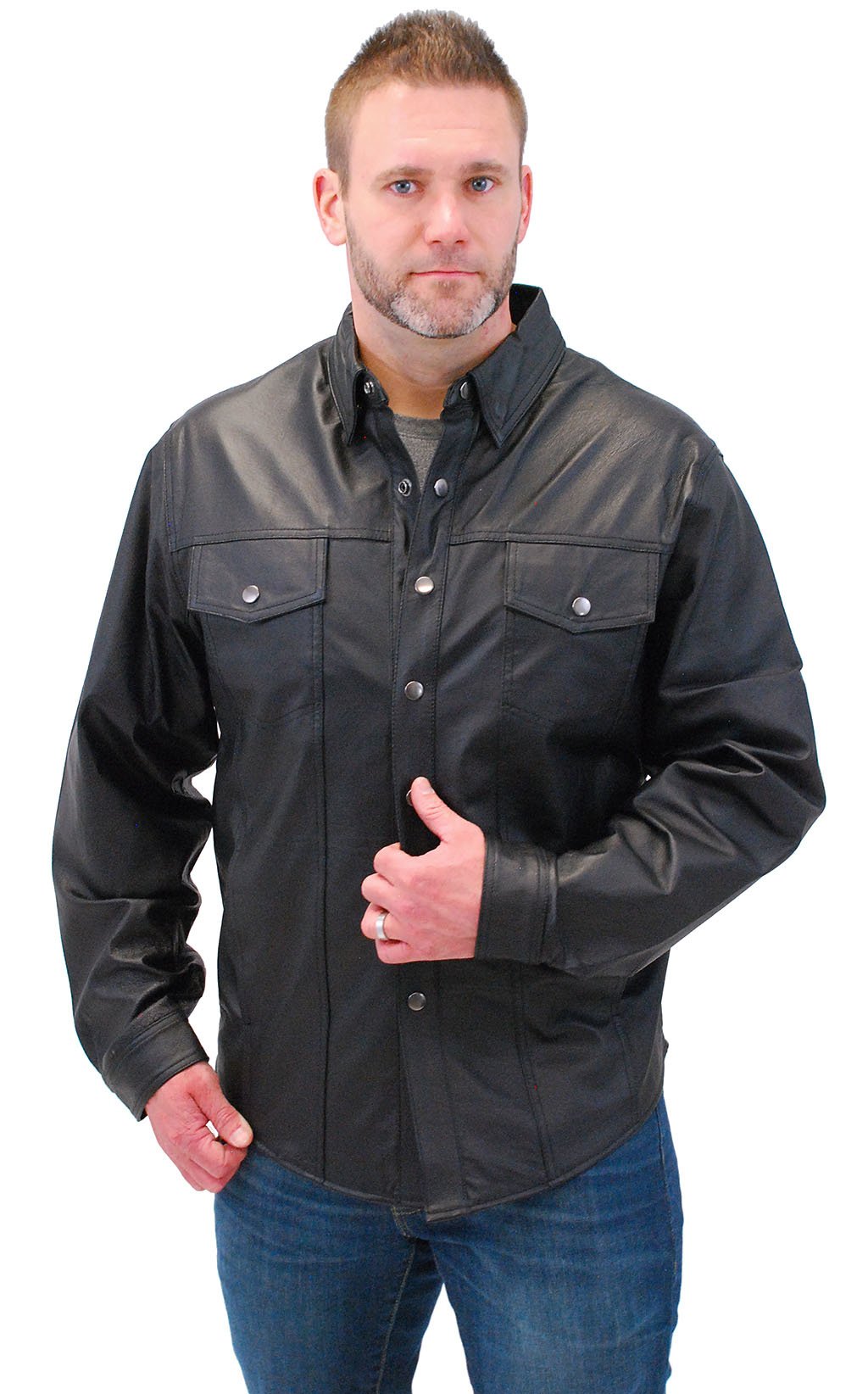 Tall Men's Leather Shirt #MS77TALL 5XT Tall Men's Leather Shirt #MS77TALL 5XT