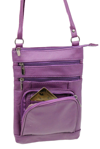 10’’ Large Purple Leather Cross Body Bag Purse #P3794XPU