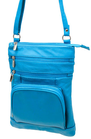 10’’ Large Turquoise Leather Cross Body Bag Purse #P3799XTQ