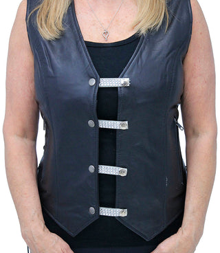 2.5’’ Crystal Vest Extender on Gray Leather #VC240932CRY