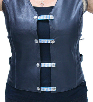 2.5’’ Crystals on Turquoise Leather Vest Extenders (Set of 4) #VC24079SCT