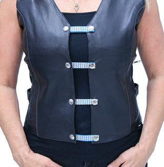 2.5’’ Crystals on Turquoise Leather Vest Extenders (Set of 4) #VC24079SCT
