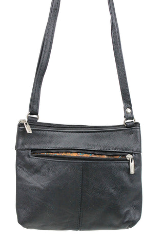 3 Zipper Black Leather Compact Purse #P30040K