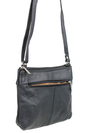 3 Zipper Black Leather Compact Purse #P30040K