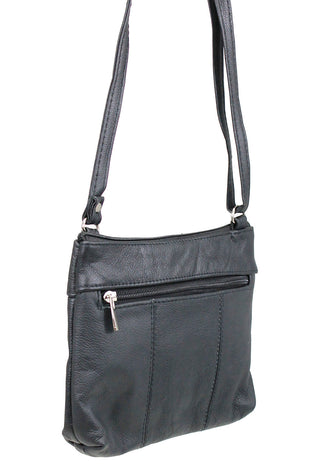 3 Zipper Black Leather Compact Purse #P30040K