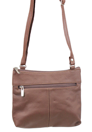 3 Zipper Brown Leather Compact Purse #P30041N