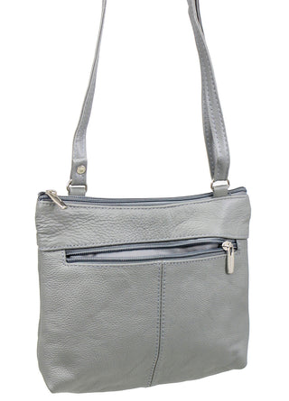 3 Zipper Gray Leather Compact Purse #P30043GY