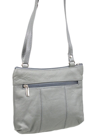 3 Zipper Gray Leather Compact Purse #P30043GY