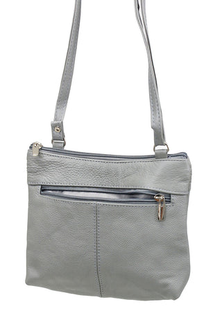 3 Zipper Gray Leather Compact Purse #P30043GY