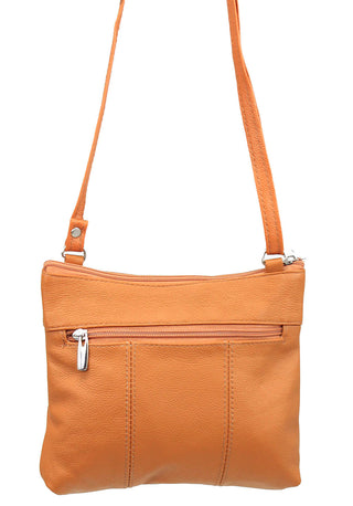 3 Zipper Light Brown Leather Compact Purse #P30041LN
