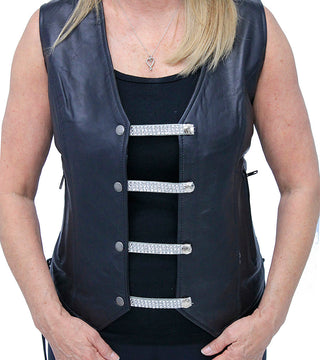 4’’ Crystal Vest Extender on Gray Leather #VC240934CRY