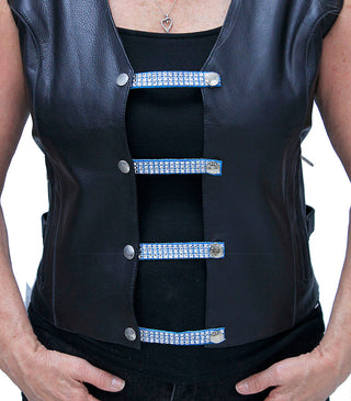 4’’ Crystals on Turquoise Leather Vest Extenders (Set of 4) #VC24069LCT