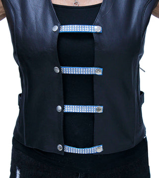 4’’ Crystals on Turquoise Leather Vest Extenders (Set of 4) #VC24069LCT
