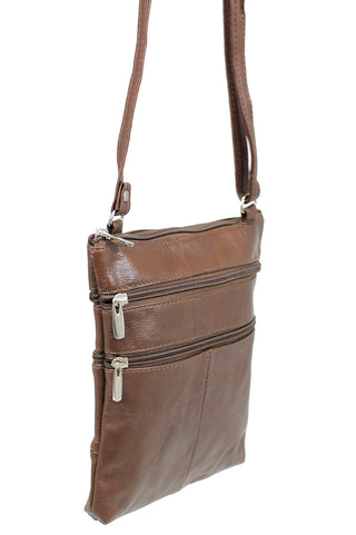 5 Pocket Brown Leather Cross Body Bag #P30031N