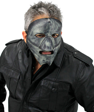 Hand Rubbed Distressed Gray Leather Mask #A2713GY