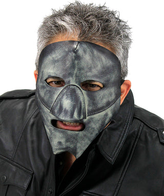 Hand Rubbed Distressed Gray Leather Mask #A2713GY