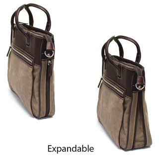 Bellino Autumn Slim Expandable Leather and Canvas Briefcase #BC438N