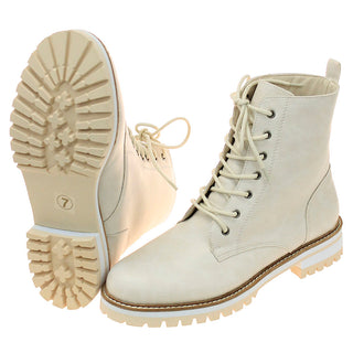 Off White Ladies Logger Boots #BL01W-COACHEL