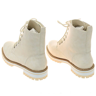 Off White Ladies Logger Boots #BL01W-COACHEL