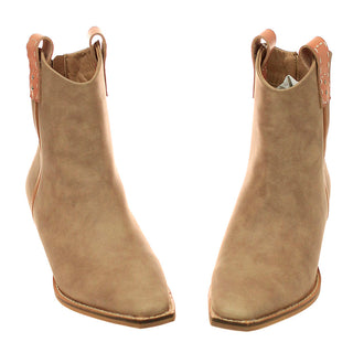 Tan Ankle Boots w/Natural Finger Pulls & Back Zipper #BL01FREERCOG