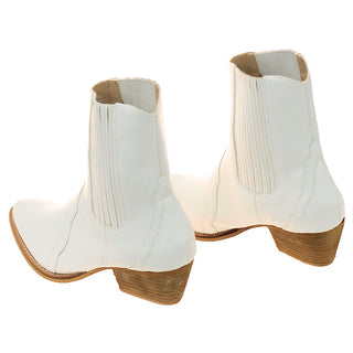 White Ladies Ankle Boots w/1.5" Cowboy Heel #BL01HUDAW