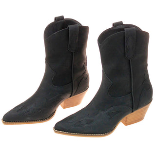 Black on Black Short Cowgirl Boots #BLC10K-SANYA