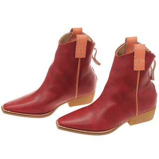 Burgundy Ankle Boots w/Finger Pulls & Back Zipper #BLC01RED-FREER