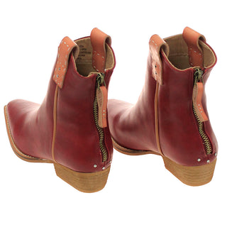 Burgundy Ankle Boots w/Finger Pulls & Back Zipper #BLC01RED-FREER