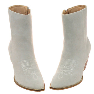 White Suede Ladies Ankle Boots with Zipper #BLC02GY-FANCY