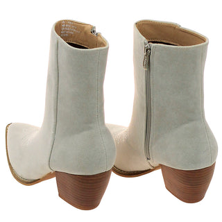 White Suede Ladies Ankle Boots with Zipper #BLC02GY-FANCY