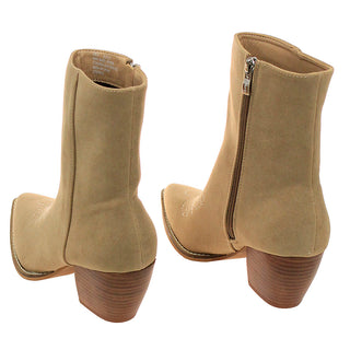 Tan Suede Ladies Ankle Boots with Zipper #BLC02TAN-FANCY