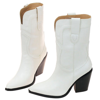White 10" Ladies Lizard Embossed Cowgirl Boots #BLC04W-MILES