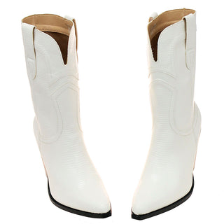White 10" Ladies Lizard Embossed Cowgirl Boots #BLC04W-MILES