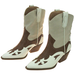 Brown Tri-tone Overlay Short Cowgirl Boots #BLC10-SANYA