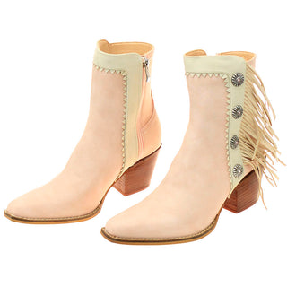 6" Light Pink Western Ankle Boots with Fringe & Conchos #BLC10FPI-GIZ6