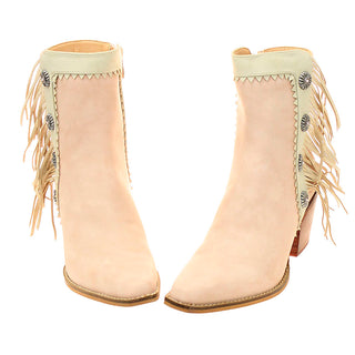 6" Light Pink Western Ankle Boots with Fringe & Conchos #BLC10FPI-GIZ6