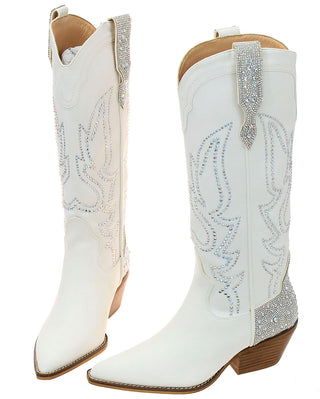 White Rhinestone Wing Embellished on White Cowgirl Boots #BLC10W-GYPSY