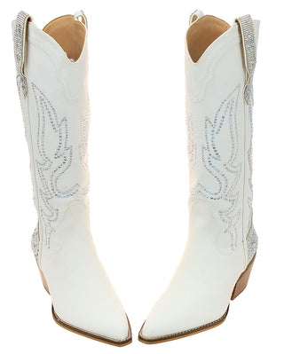 White Rhinestone Wing Embellished on White Cowgirl Boots #BLC10W-GYPSY