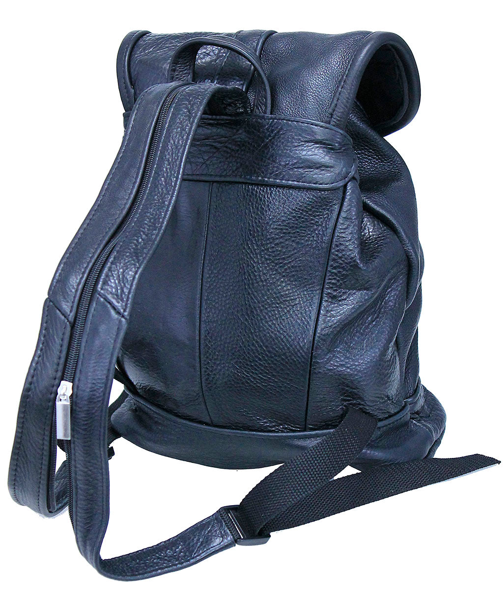 black leather backpack purse med Medium Black Leather Backpack Handbag #BP556