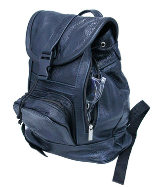 Medium Black Leather Backpack Handbag #BP556K