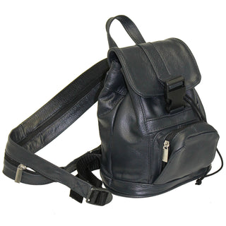 Small Black Leather Backpack Handbag #BPS1