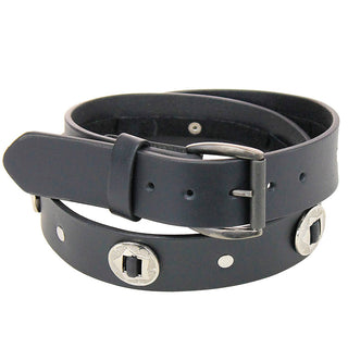 Large Western Concho Premium Veg-Tan Black Leather Belt #BT5882C